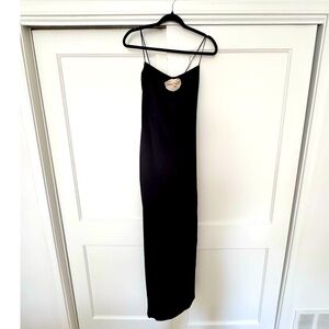 Reformation Frankie Silk Dress. Black with flower